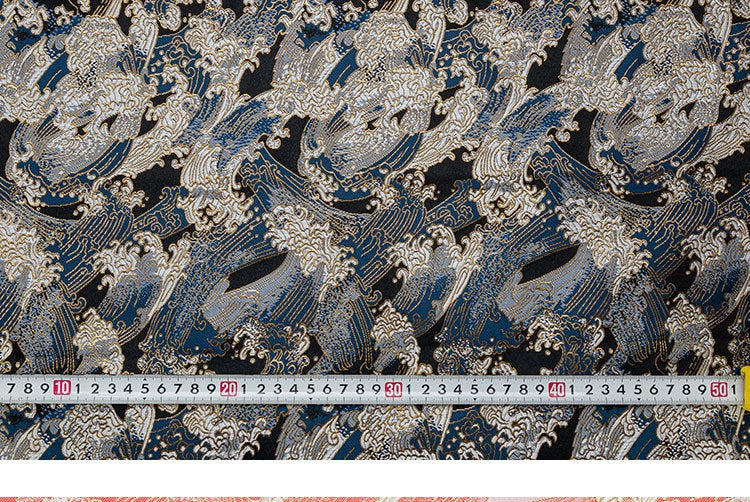 Ocean Waves Silk Rayon Brocade Fabric: Dressmaking Material (29.5/59"W)