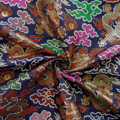 Chinese Dragon Brocade Fabric - Auspicious Cloud Woven Textile, 60" Wide