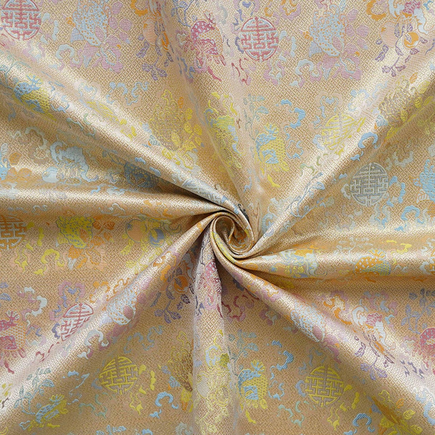 Three Fortunes��� Brocade ��� Traditional Song-Inspired Gold Thread Jacquar" Wide