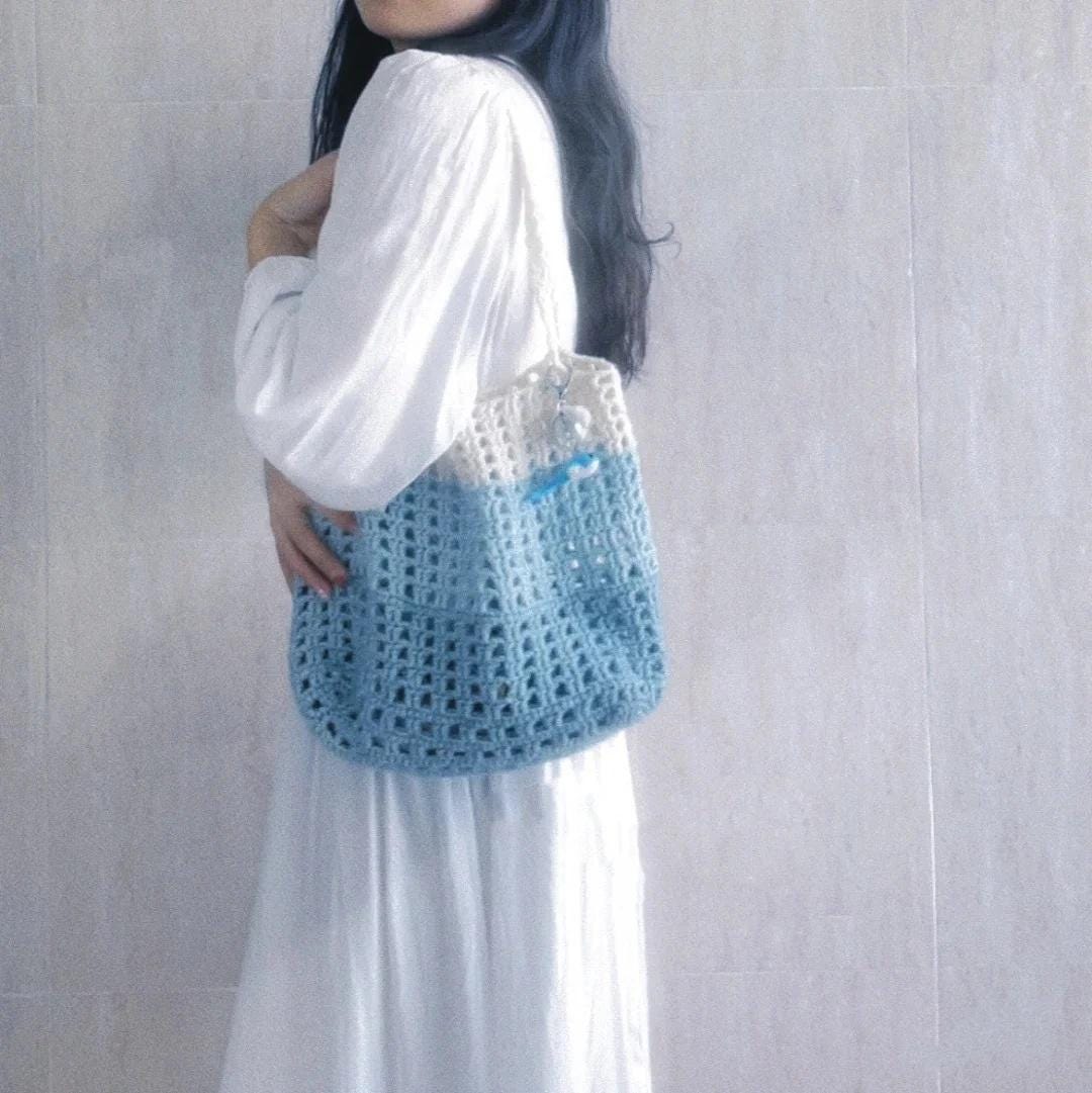 Sac au crochet gaufré tissé à la main : Kit de laine fait main à faire soi-même