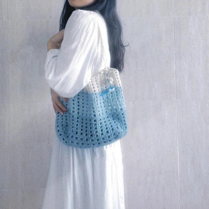 Sac au crochet gaufré tissé à la main : Kit de laine fait main à faire soi-même