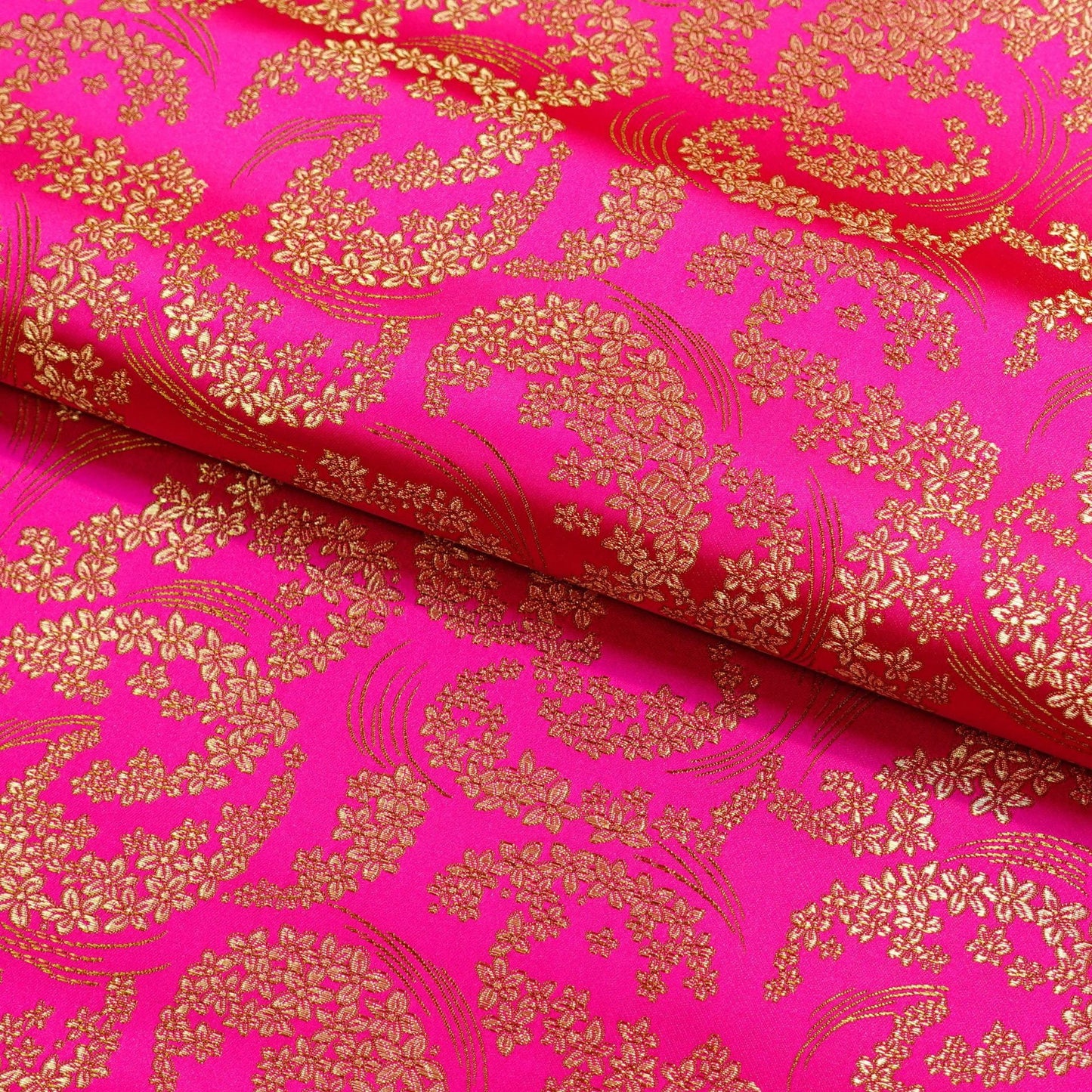Silk Brocade Fabric: Moon Flower Design, 45" Wide - By The Meter