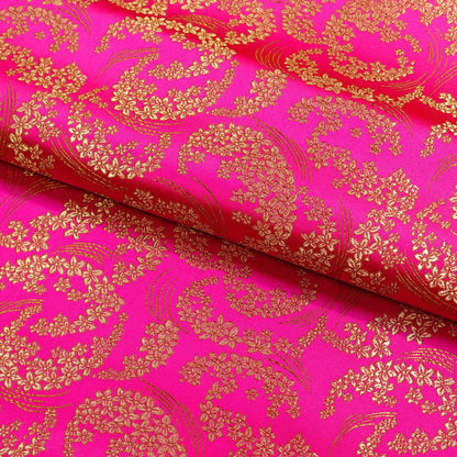 Silk Brocade Fabric: Moon Flower Design, 45" Wide - By The Meter
