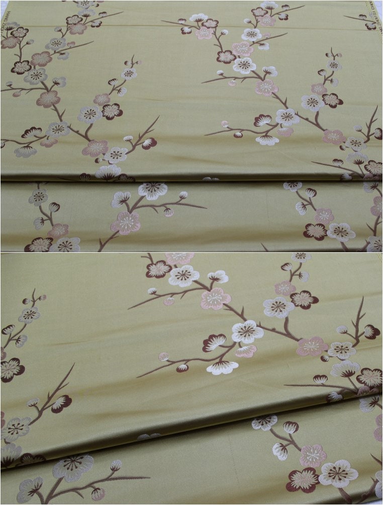 Plum Blossom Brocade Fabric: Chinese Jacquard Silk Rayon Blend (29.5" Wide)