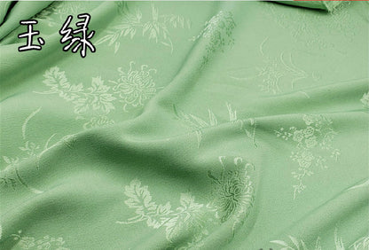 Floral Jacquard Satin Fabric: Plum Orchid Bamboo Chrysanthemum, 60" Wide, Cosplay Costume Fabric
