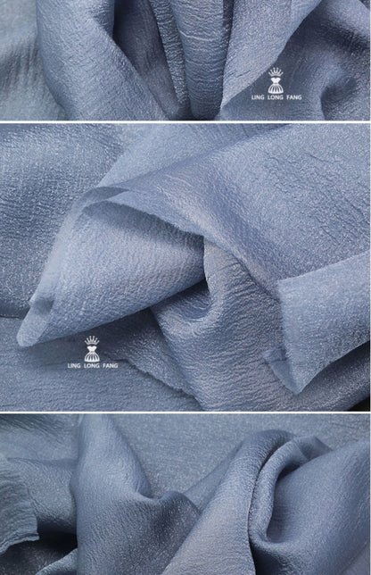 Tissu organza nacré seersucker : 150 cm de large, mélange coton-polyester