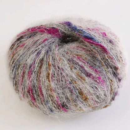 Fil de soie mohair arc-en-ciel : Teint à la main, épaisseur dentelle (50 g/100 m)