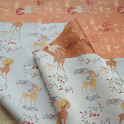 Gold Thread Jacquard Fabric: Chinese Style Rayon, 59" Wide