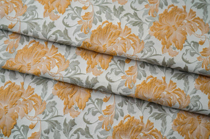 Tissu jacquard fleuri en relief : ameublement rétro, robe, rideau - 160 cm de large