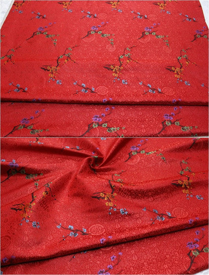 Tissu brocart à fleurs de prunier : rayonne 59''L Cheongsam Qipao