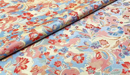 Pink Floral Brocade Fabric: Reversible Rayon Damask, 59" Wide