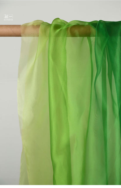 Gradient Green Chiffon Organza Fabric - 55"W Sheer Drape