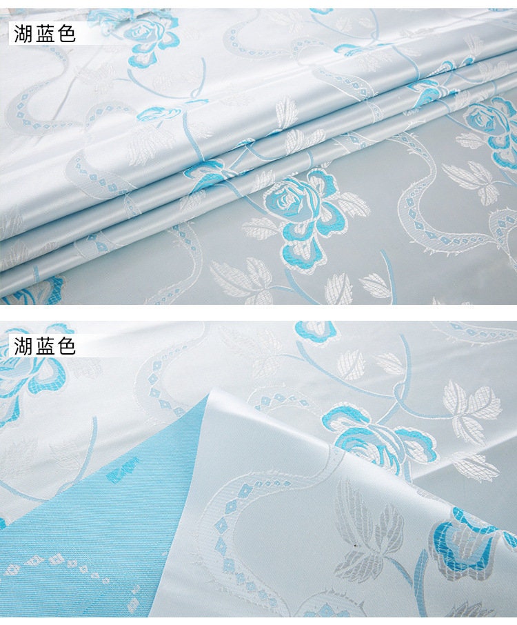 Tissu brocart de soie à motif floral : Damas en rayonne 45 po de large - Ruban rose