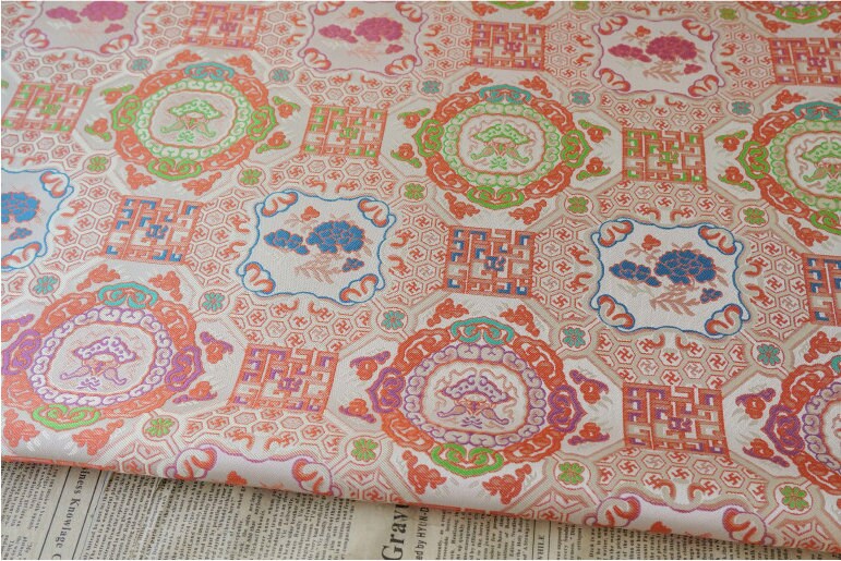 Asian Totem Jacquard Fabric: Upholstery, Costume, Decor - 59" Wide