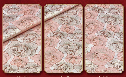 Rose Jacquard Brocade Fabric: 59"W Satin Damask, Antique Cheongsam Sewing