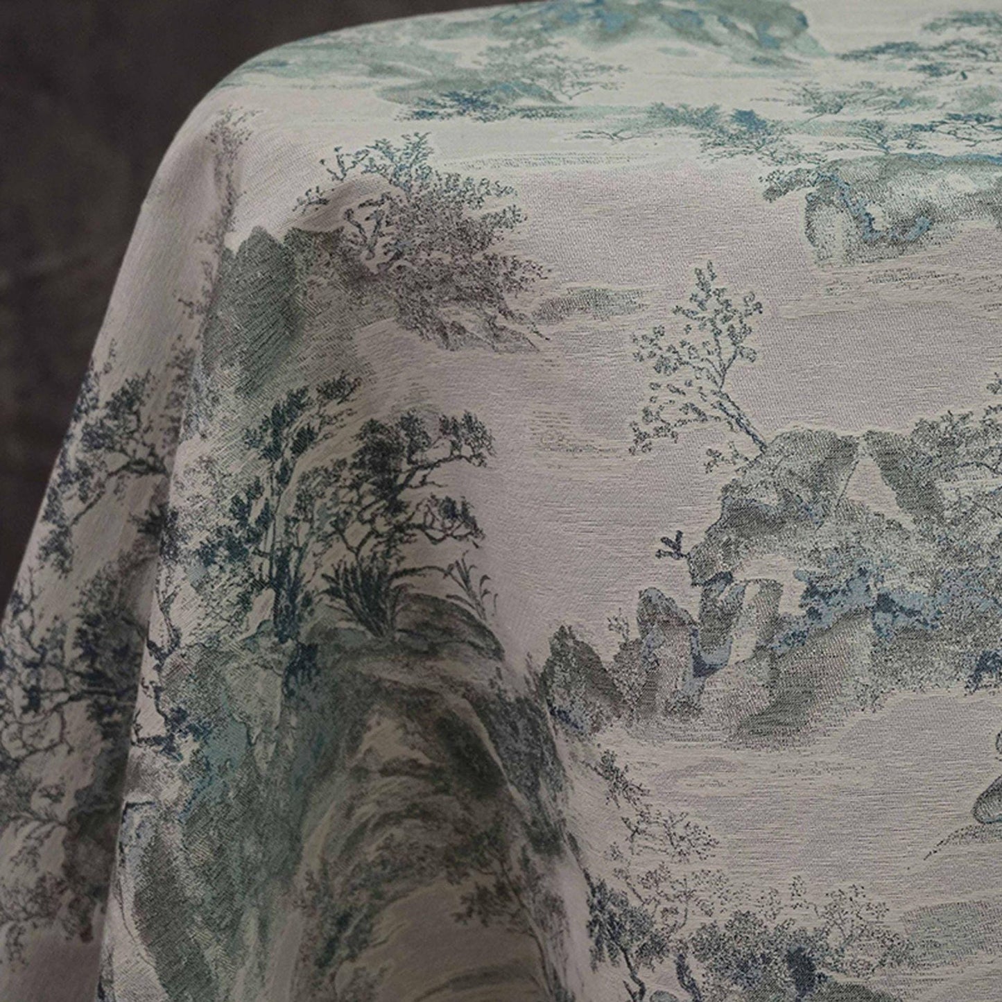 Chinese Landscape Jacquard Fabric: Elegant Upholstery & Dress Sewing (60"W)