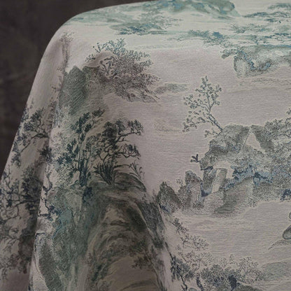 Chinese Landscape Jacquard Fabric: Elegant Upholstery & Dress Sewing (60"W)