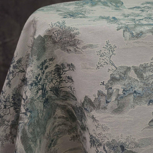 Chinese Landscape Jacquard Fabric: Elegant Upholstery & Dress Sewing (60"W)
