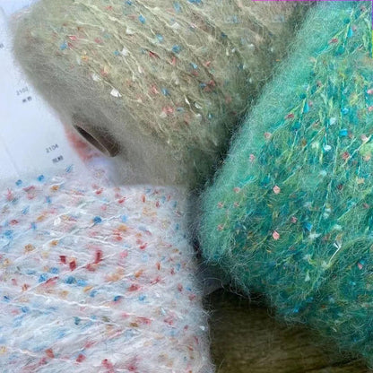 Rainbow Mohair Silk Yarn: Hand-Dyed Lace, Knitting Crochet Weaving