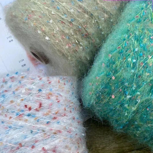 Rainbow Mohair Silk Yarn: Hand-Dyed Lace, Knitting Crochet Weaving