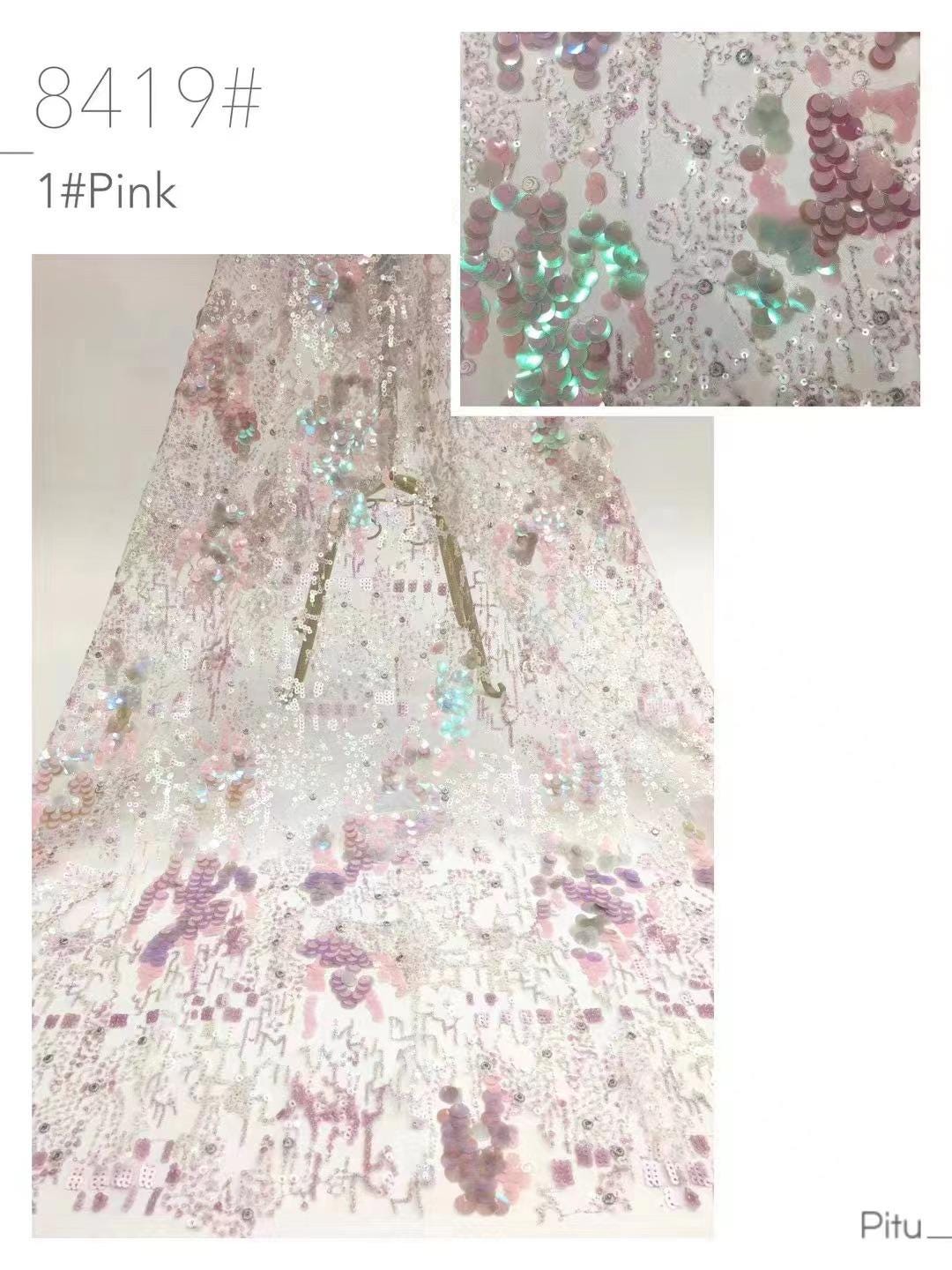 Colorful Sequin Fabric: Evening Dress & Runway Attire (51"W)