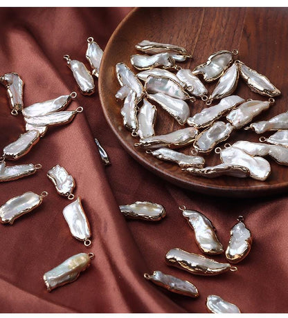 Perles baroques à bordure dorée : fournitures pour la création de bijoux à faire soi-même
