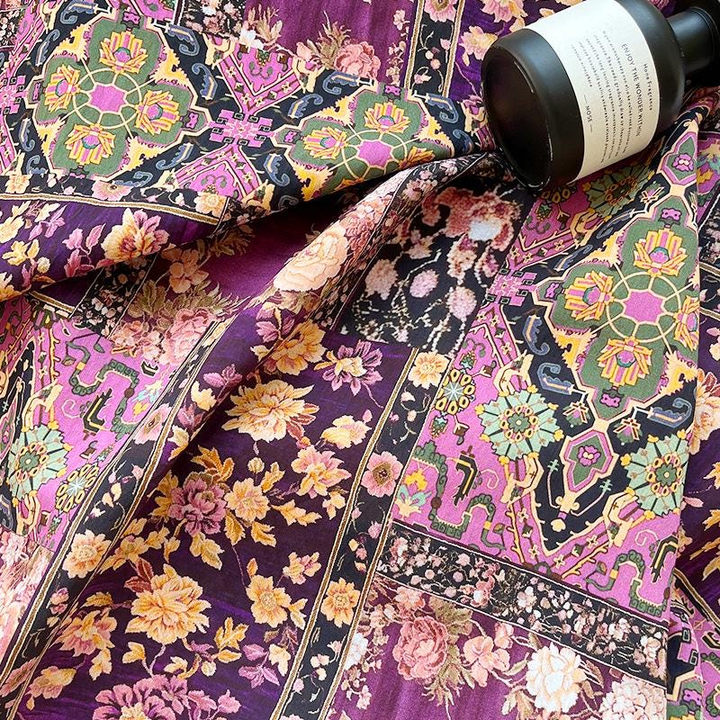 Tissu Tencel Ramie : imprimé kaléidoscope, matériel de couture - au mètre