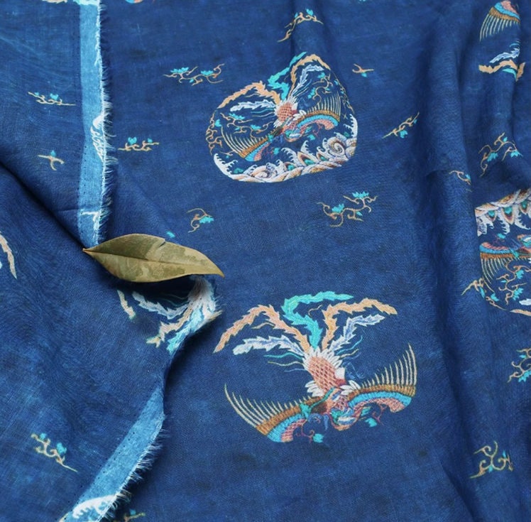 Dunhuang Frescoes Linen Fabric: Asian Chinese Style Upholstery, Sewing, Scarf