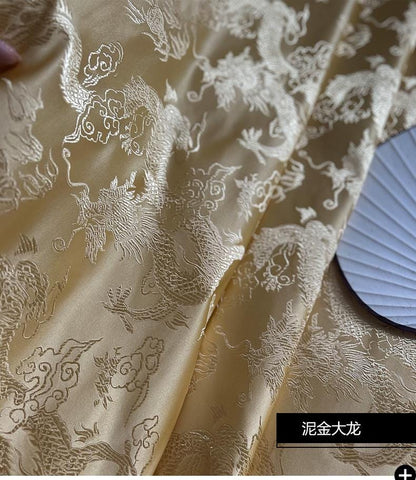 Dragon Jacquard Satin Fabric: 29" Rayon Upholstery, Costume & Decor