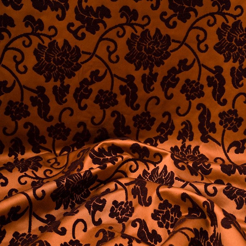 Tissu velours brocart élégant à volutes de lotus – Matière luxueuse et épaisse pour hauts et gilets de style chinois, 59