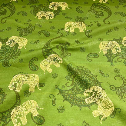 Elephant Print Cotton Fabric: Ethnic Style Sewing Material, 56" Wide