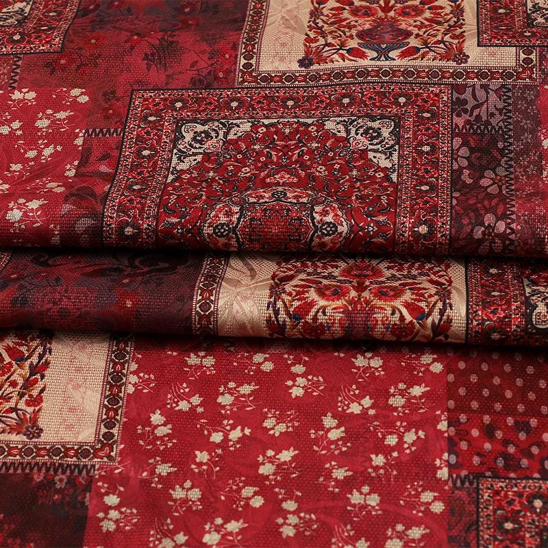 Tea Silk Satin Fabric: 59"W Digital Patch Print - Costume, Upholstery, Drapery