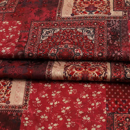 Tea Silk Satin Fabric: 59"W Digital Patch Print - Costume, Upholstery, Drapery