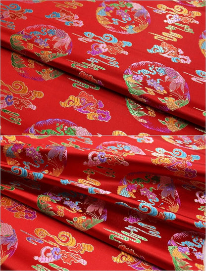 Chinese Brocade Fabric: Jacquard Silk Rayon Blend, Mongolian Gown Robe Decoration