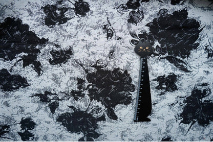 Black & White Floral Jacquard Fabric: 57"W Rayon Blend, Costume Decor