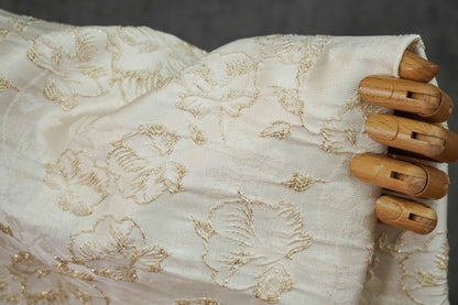 Tissu jacquard à motif floral en relief et fil doré - Brocart texturé de luxe pour ameublement, robes, patchwork, décoration intérieure - Large