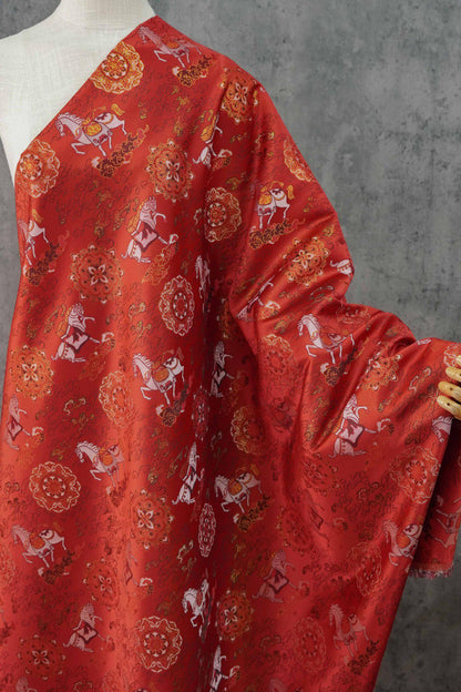 Gold-Thread Song Brocade Jacquard Fabric ��� ���Fortune Arrives with the Horse�"Wide