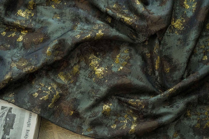 Galaxy Jacquard Fabric: Dark Blue Oil Painting Style, 62" Wide