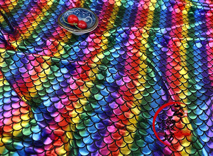 Iridescent Mermaid Scale Spandex Fabric: 4-Way Stretch, 60" Wide