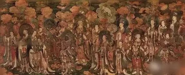 Dunhuang Lotus Linen Fabric: Auspicious Clouds Retro Print, 55"W