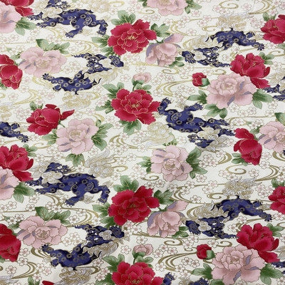 Tissu en coton à motifs floraux japonais : Matériel de couture pour kimono