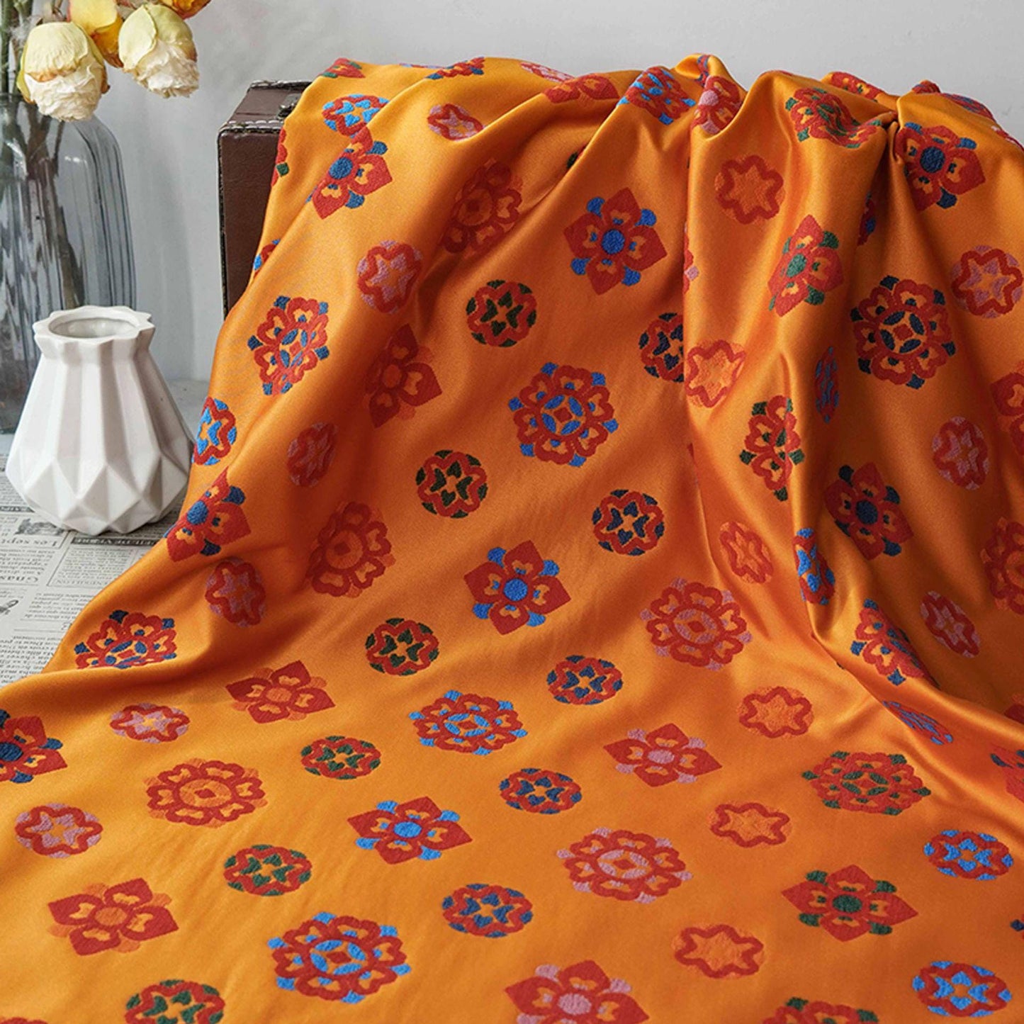 Floral Brocade Fabric ��� Bao Xiang Style Sewing Materi" Wide