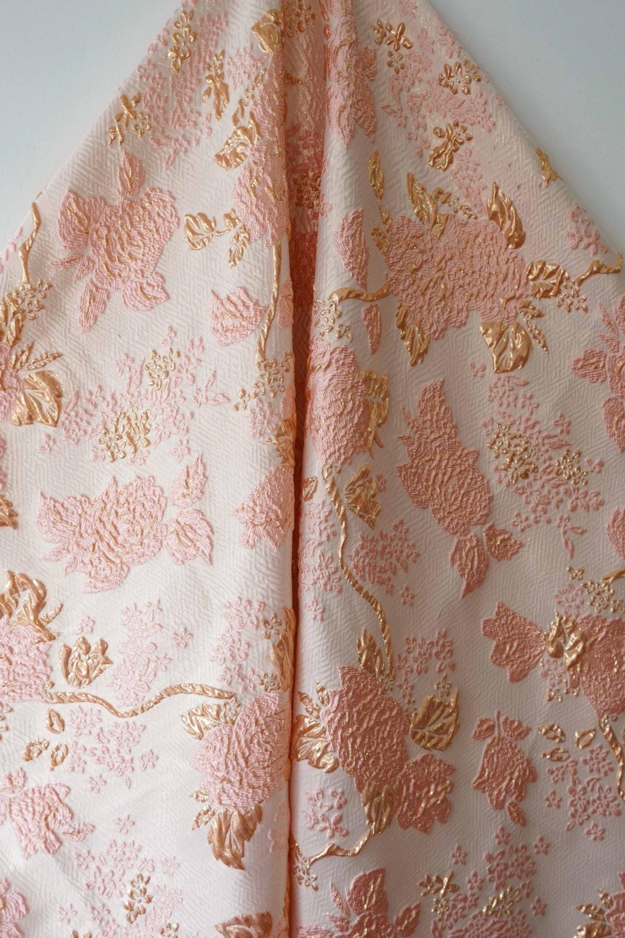 Gold Embossed Palace Jacquard Fabric: Damask Upholstery, Costume, Decor