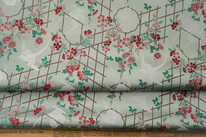 Bird Flower Jacquard Fabric: Grey Woven Upholstery, Drapery, Sewing (65"W By 1 Meter)