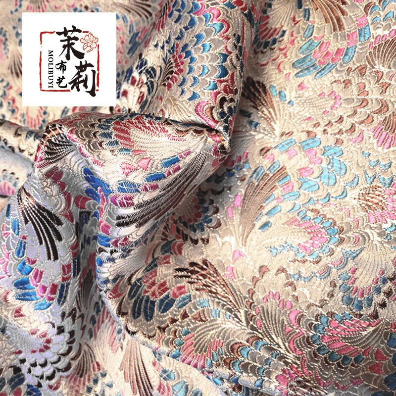 Celosia Silk Brocade Fabric: Cheongsam Qipao Upholstery, 29.5"W