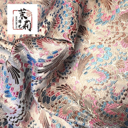 Celosia Silk Brocade Fabric: Cheongsam Qipao Upholstery, 29.5"W