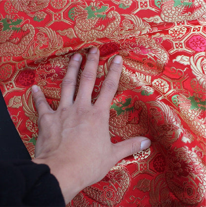 Tissu brocart japonais Nishijin : mélange de soie et de rayonne jacquard à motifs floraux