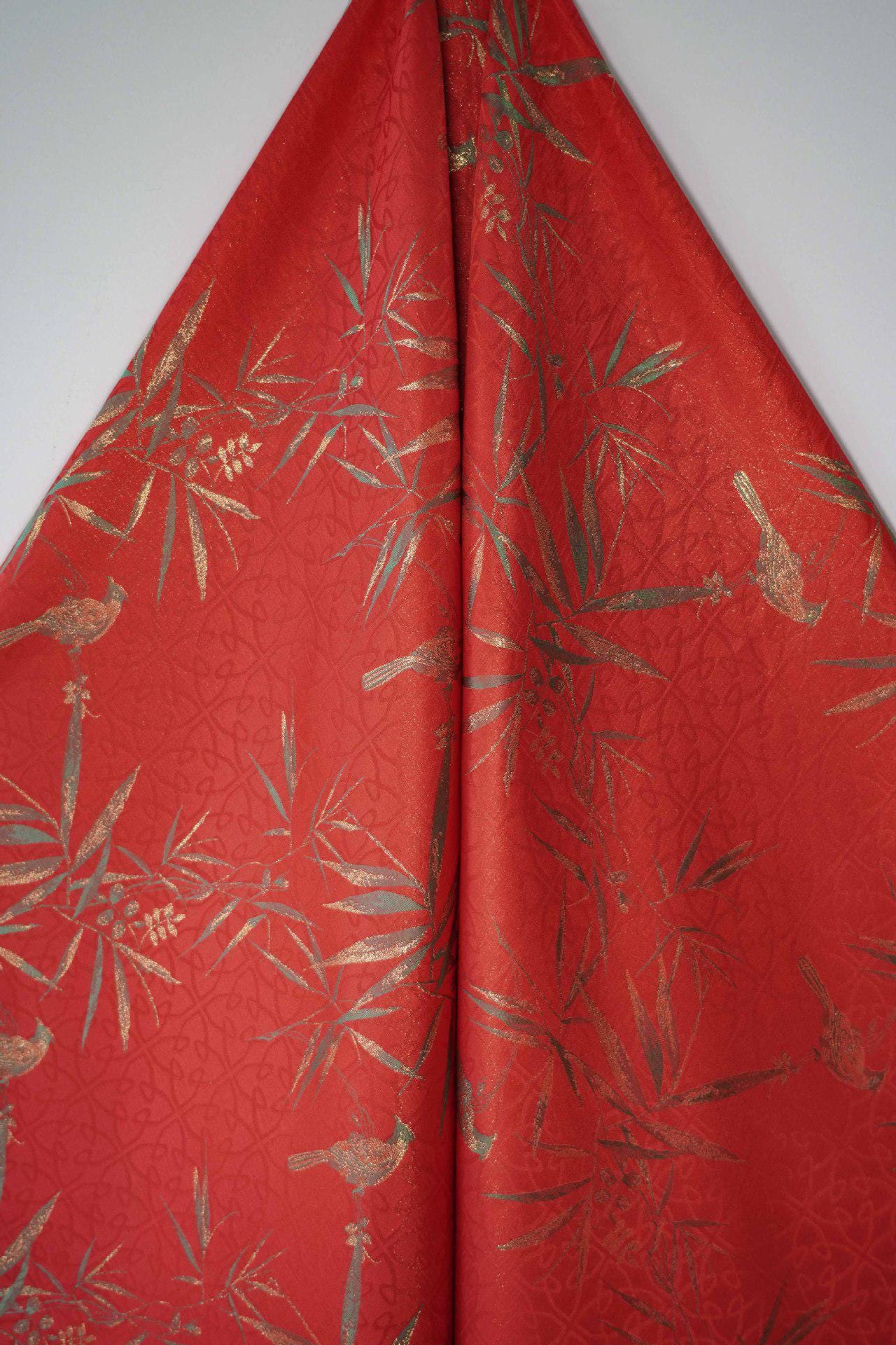 China Red Jacquard Fabric: 59"W Rayon Brocade for Cheongsam