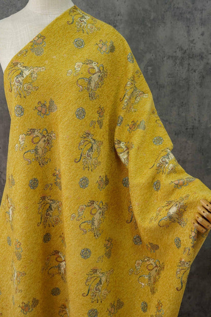 Chenille Deer Jacquard Fabric | Chinese Style Woven Upholstery, 55" Wide