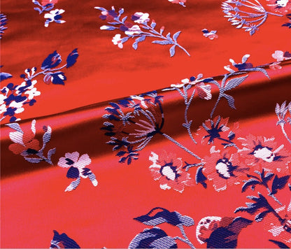 Ginseng Flower Damask Brocade Fabric: 59" Wide Silk Rayon Blend